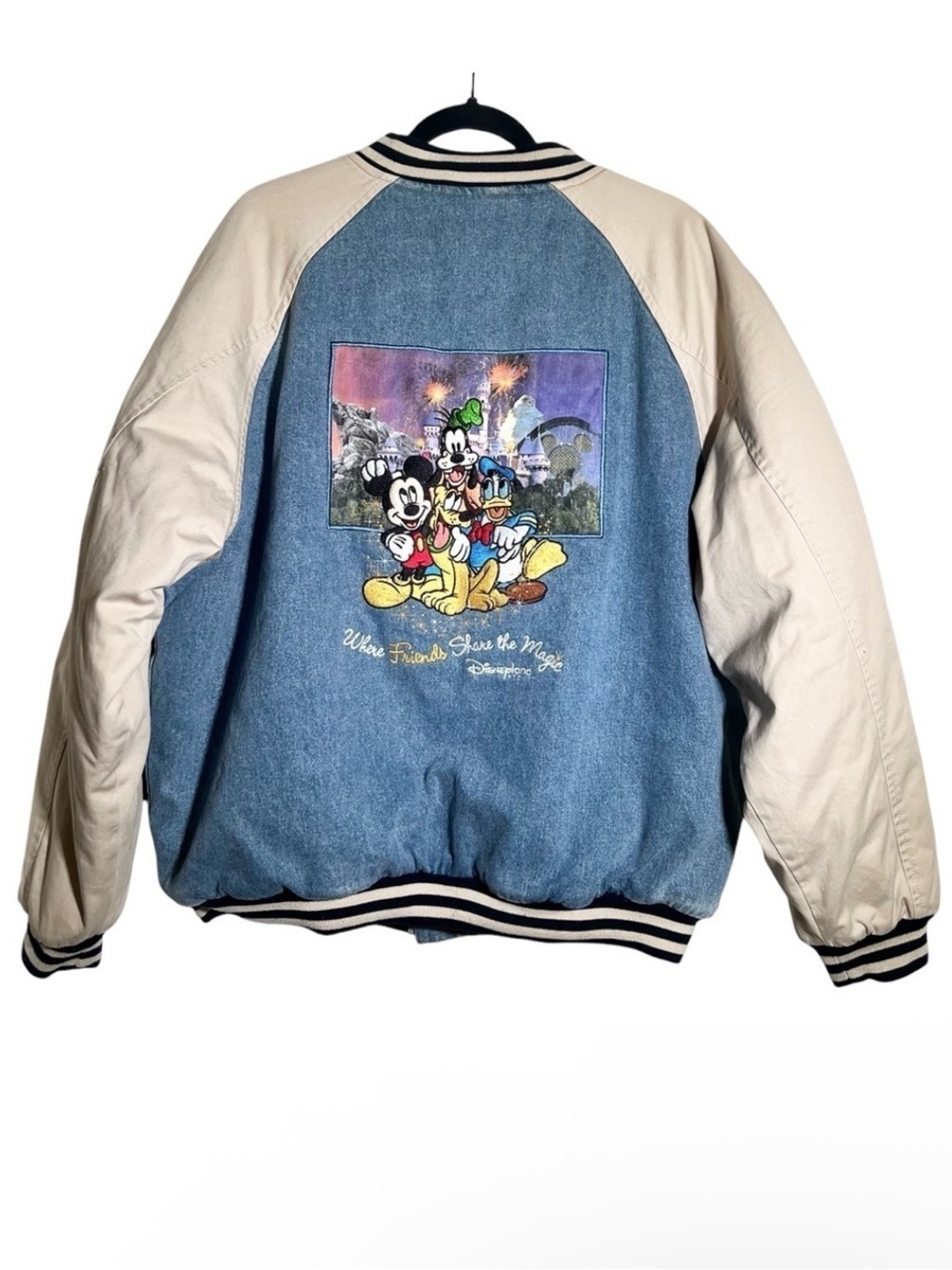 Disneyland Disney Resort Denim Bomber Letterman Varsity Jacket Large